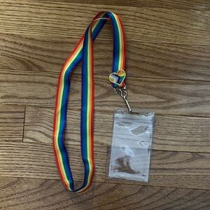 Rainbow Lanyard and a Heart Pin